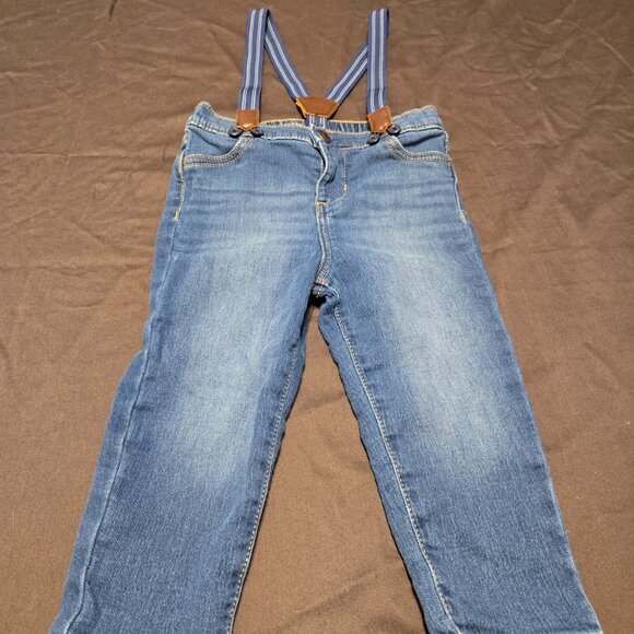 Skinny Blue Jeans Detachable Adjustable Suspenders OshKosh B'gosh 24 Months - Picture 1 of 4